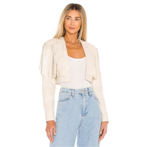 Lovers + Friends Cream Leather Jacket